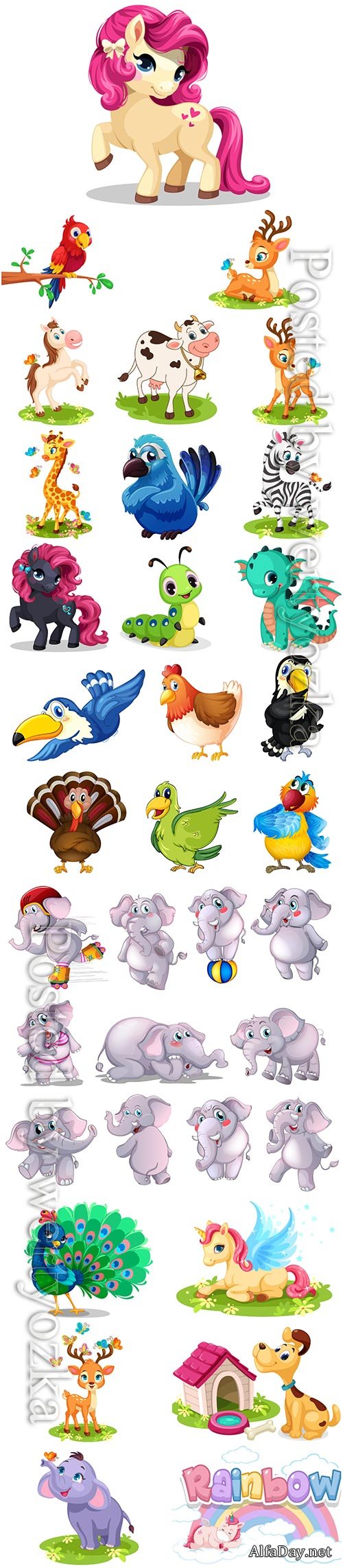 Set of cute animals vector illustration