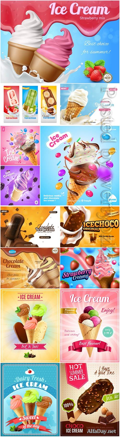Ice cream big vector set