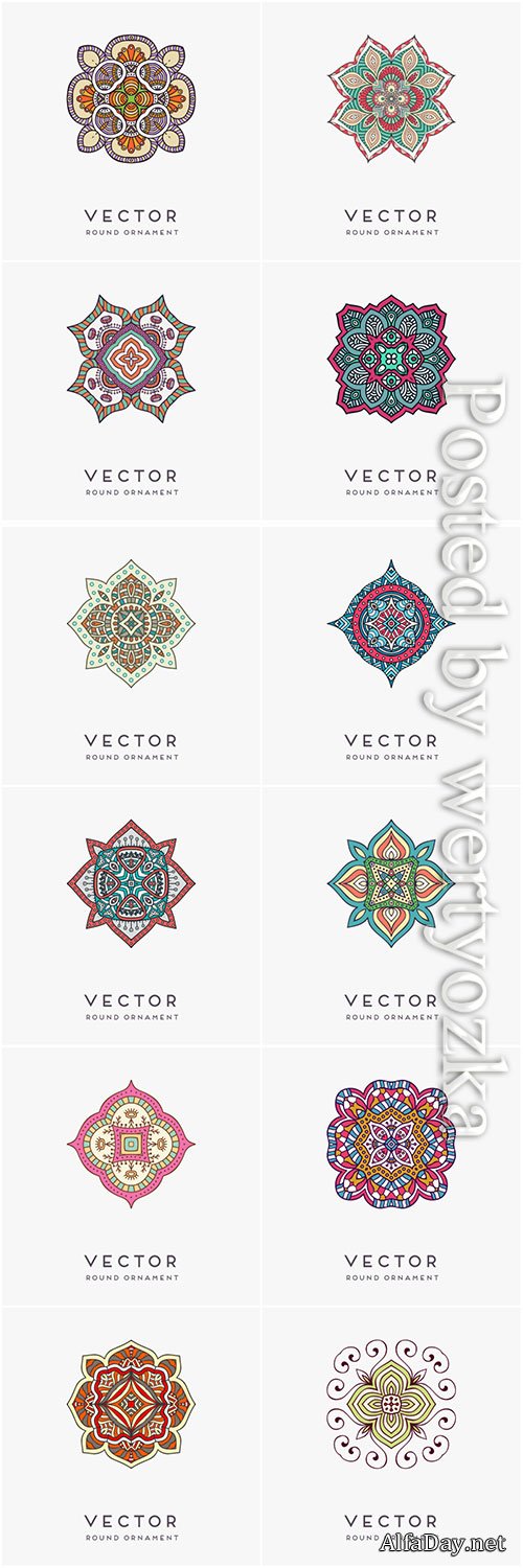 Decorative hand drawn mandala vector illustration # 13