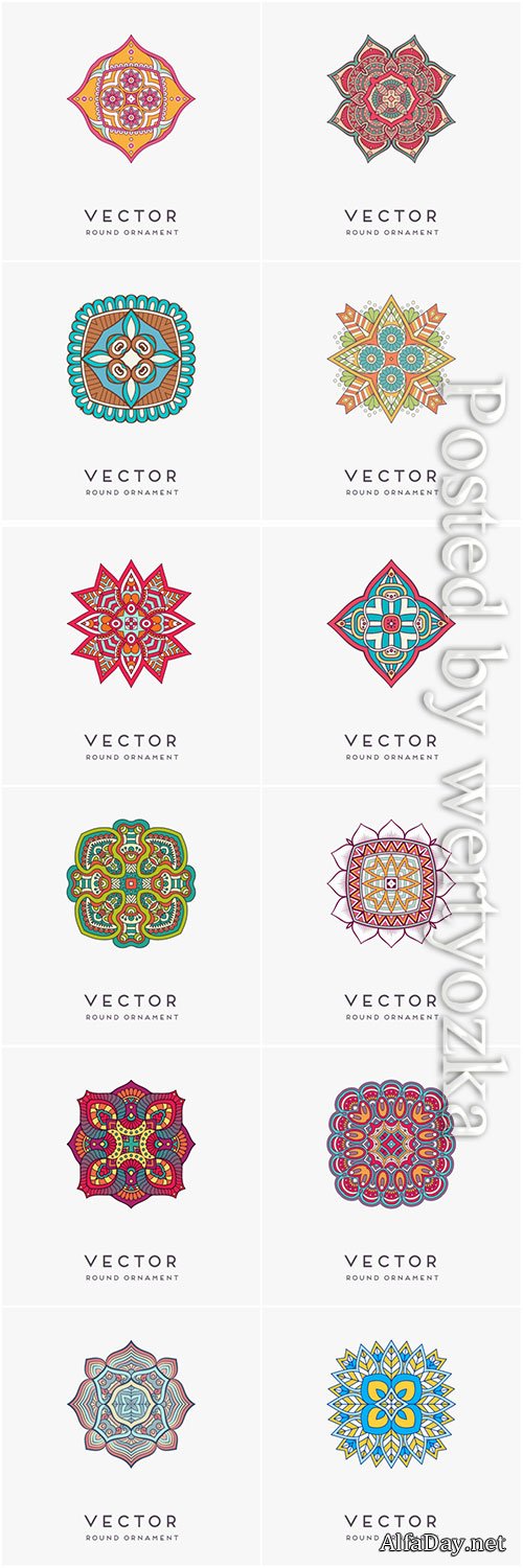 Decorative hand drawn mandala vector illustration # 14