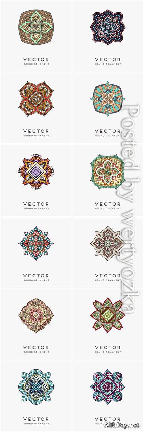 Decorative hand drawn mandala vector illustration # 12