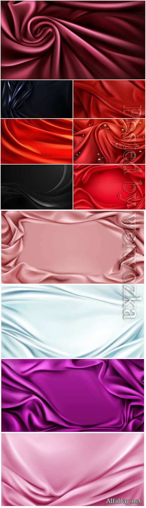 Silk folded fabric vector background luxurious cloth