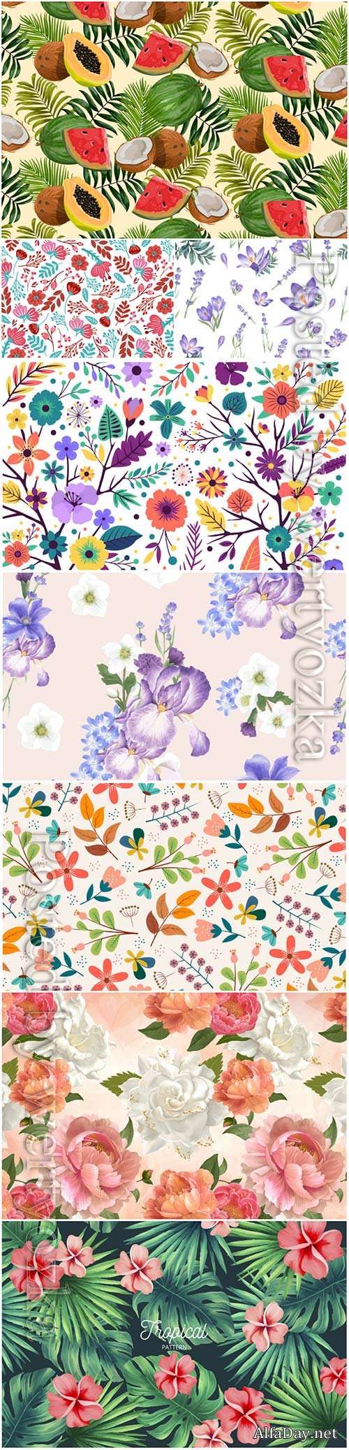 Seamless floral backgrounds in vector # 7