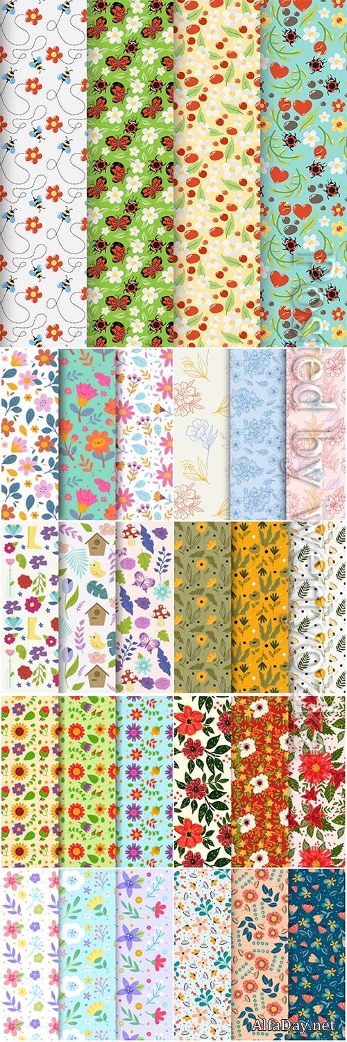 Seamless floral backgrounds in vector # 4