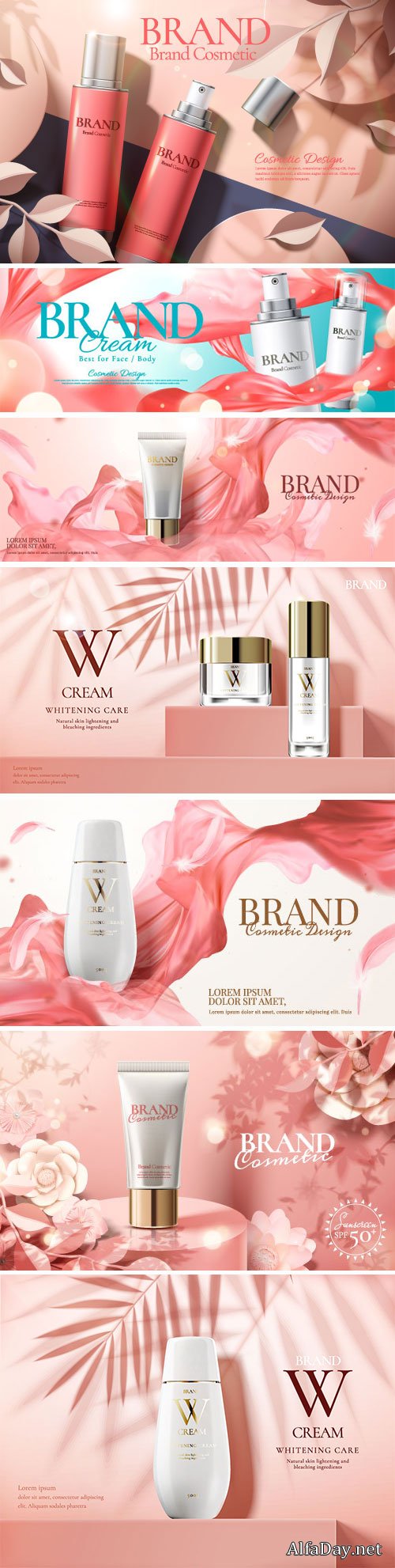 Skin care set ads vector illustration template