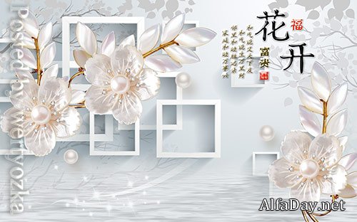 3D models template flower rich three dimensional luxury diamond flower jewelry background wall