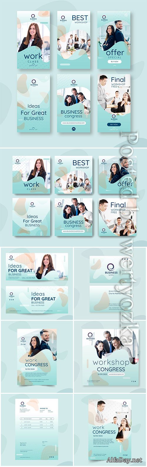 Business flyer, social media post template vector collection