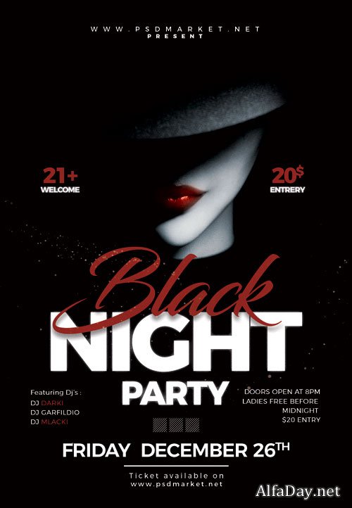 Black night party event - Premium flyer psd template