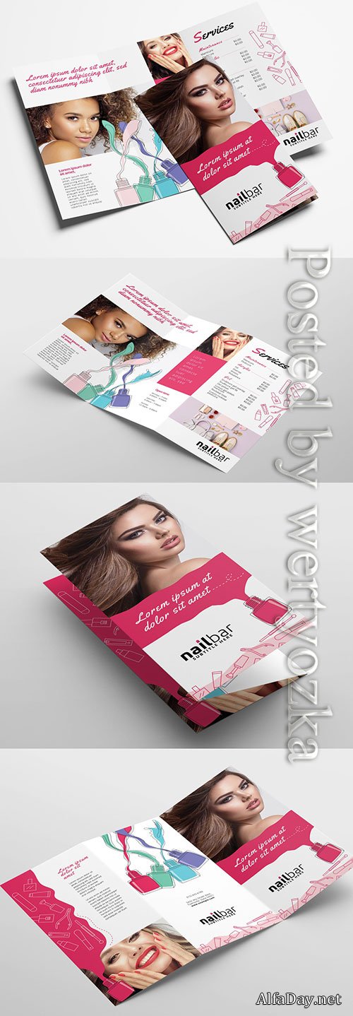 Nail Bar Trifold Brochure Layout