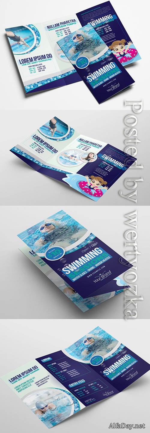 Trifold Brochure Layout for Swimming Lessons