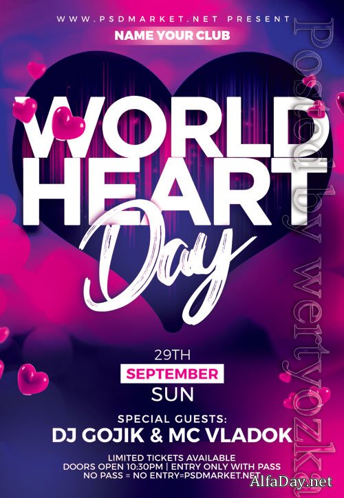 World heart day - Premium flyer psd template