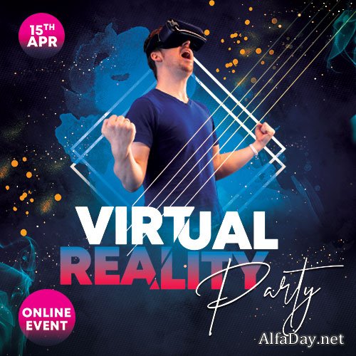 Virtual Party - Premium flyer psd template