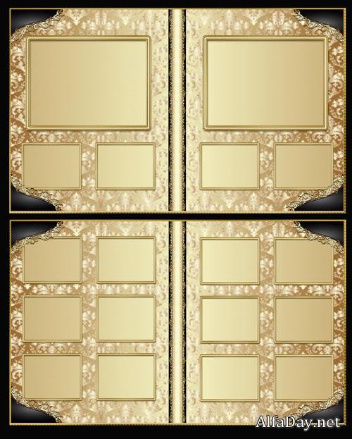 Stylish photo album with golden patterns design