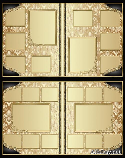 Stylish photo album with golden patterns design