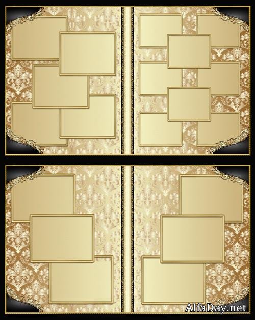 Stylish photo album with golden patterns design