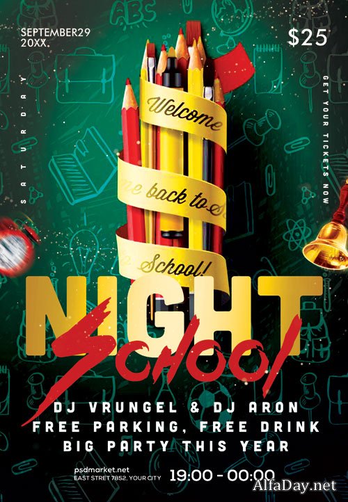School night - Premium flyer psd template