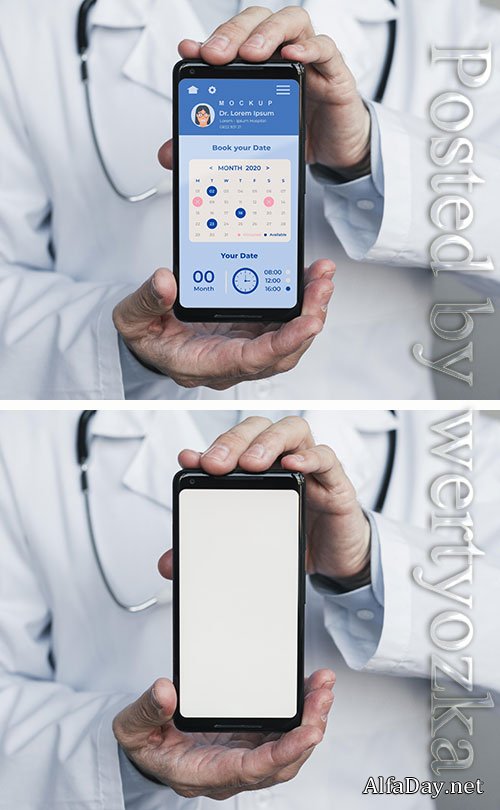 Doctor's helpline on mobile phone held by doctor