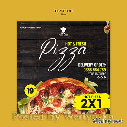 Pizza restaurant square flyer