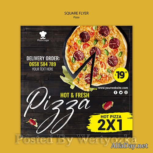 Pizza restaurant square flyer template