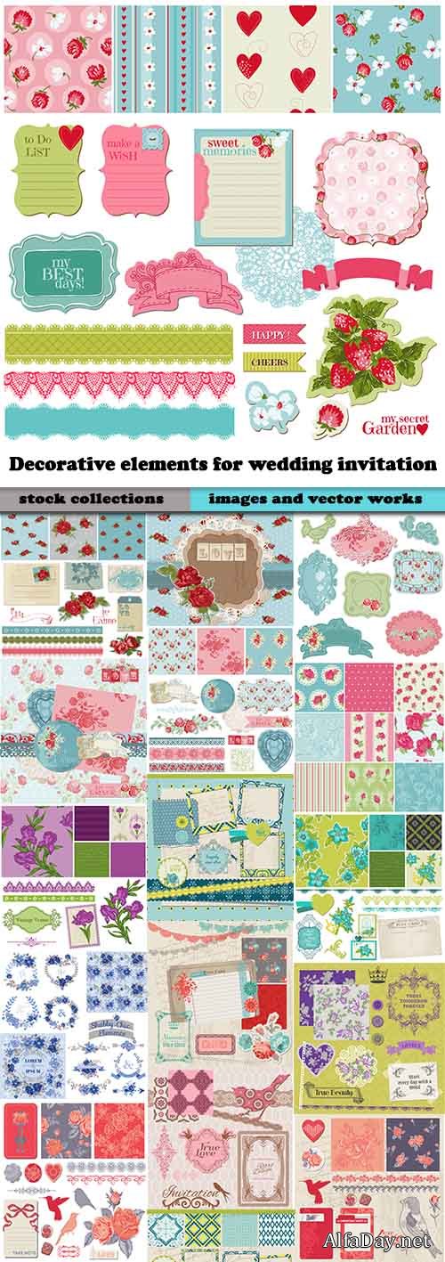 Decorative elements for wedding invitation - 25 Eps