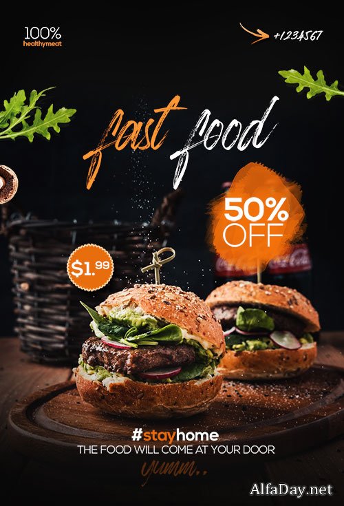 Fast Food Delivery  - Premium flyer psd template