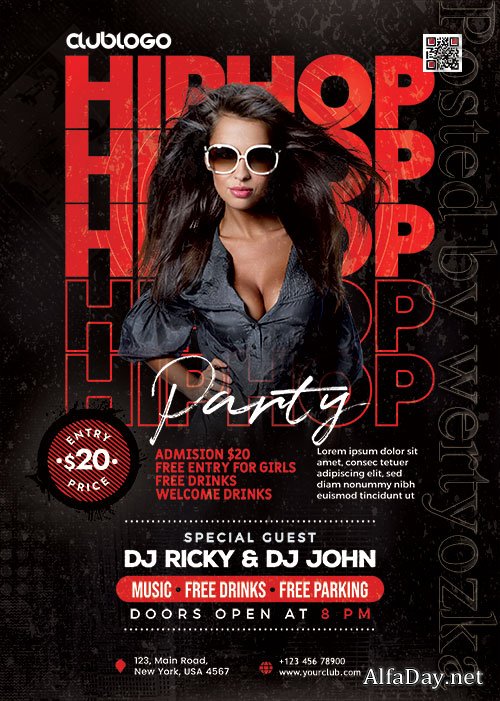 Hip Hop Music Party Flyer PSD Template