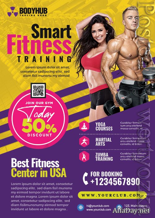 Fitness Gym Promotion Flyer PSD Template