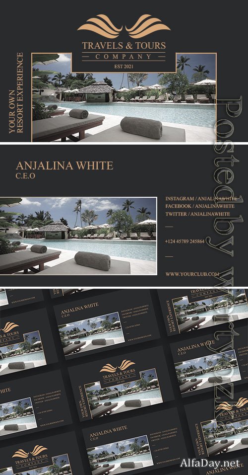 Travels & Tours Business Card Design Psd Template