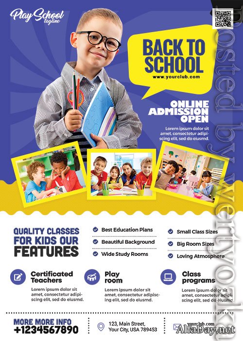 School Kids Admission Open Flyer PSD Template