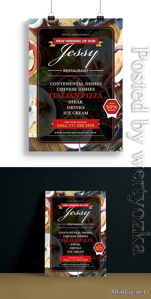 Restaurant Flyer Poster Design AI Template