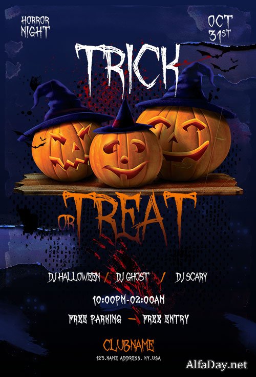 Trick or Treat Halloween Flyer Template PSD