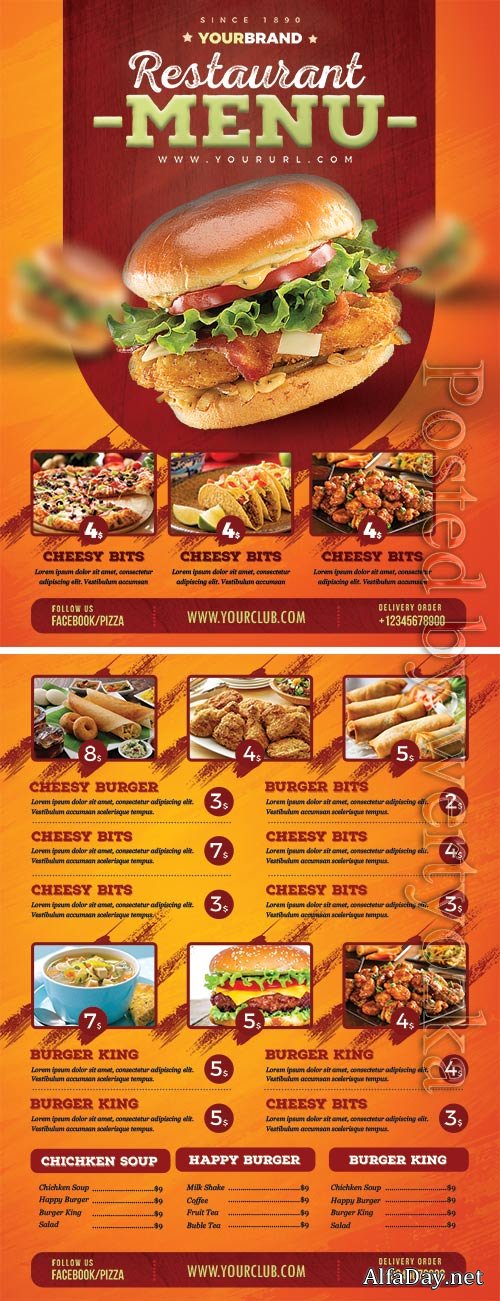 Food menu card design psd