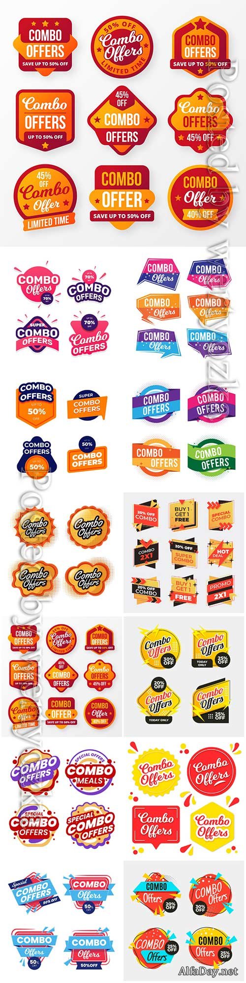Combo offers labels vector collection