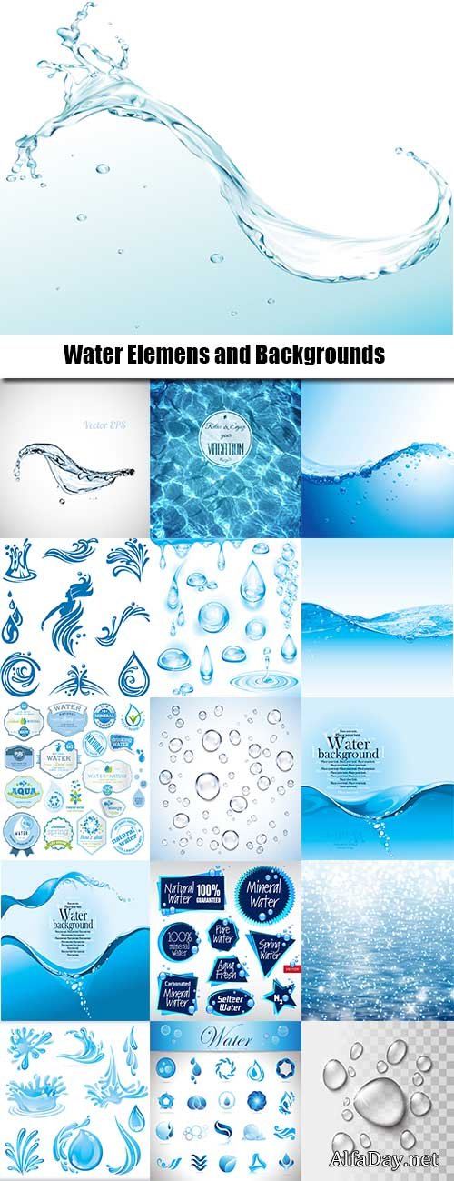 Water Elemens and Backgrounds 25xEPS