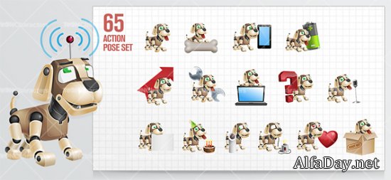 Dog Robot Cartoon Character