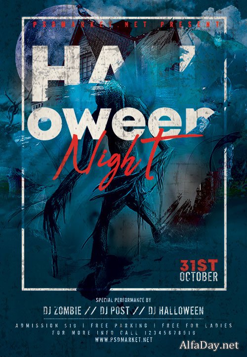 Halloween night event flyer psd