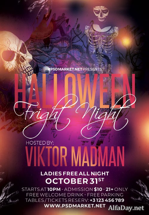 Halloween fright flyer psd