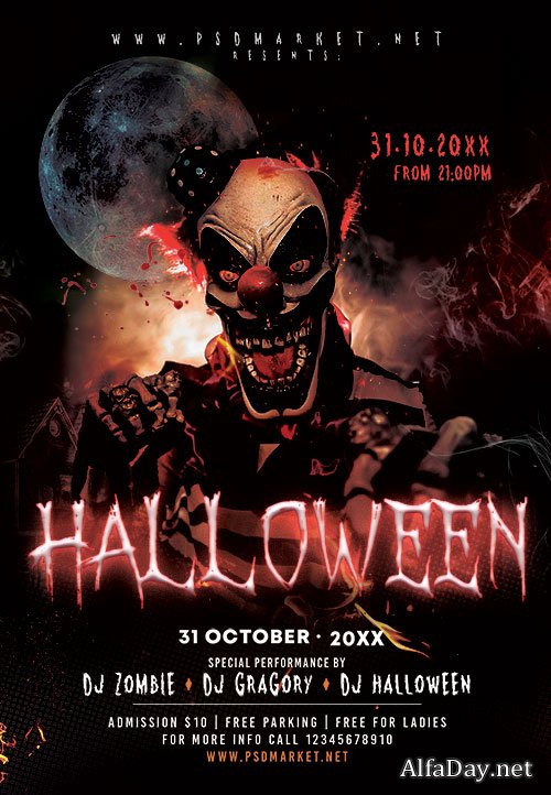 Halloween ball flyer psd