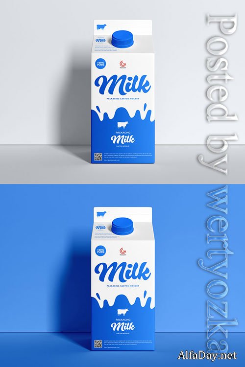 Milk Carton Packaging Mockup PSD