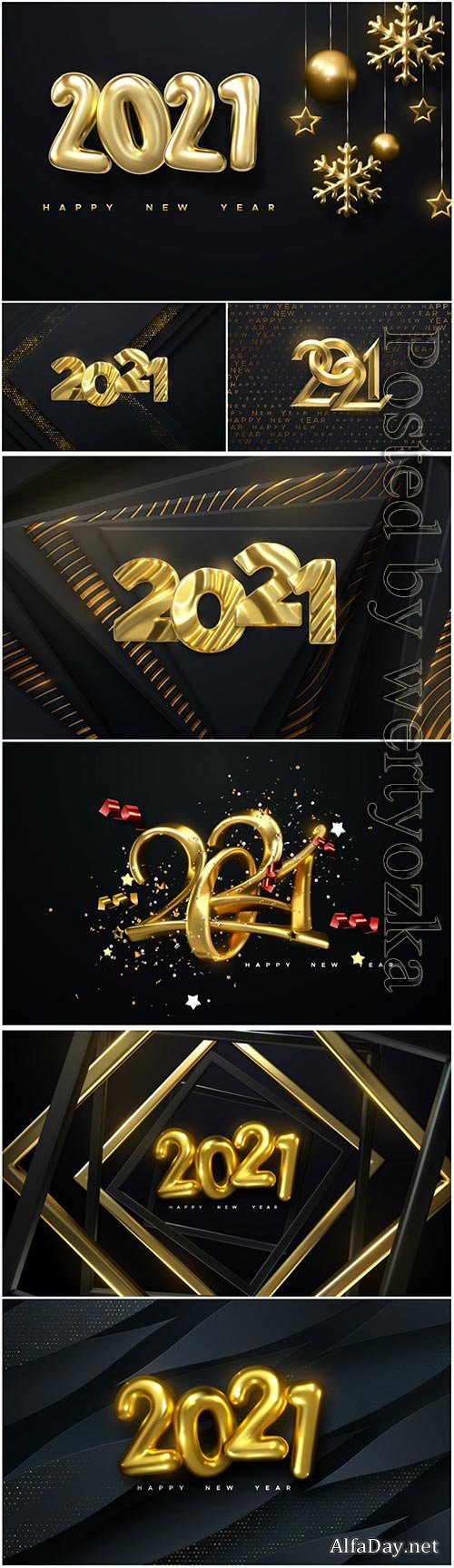 Happy new 2021 year, golden numbers on black background textured