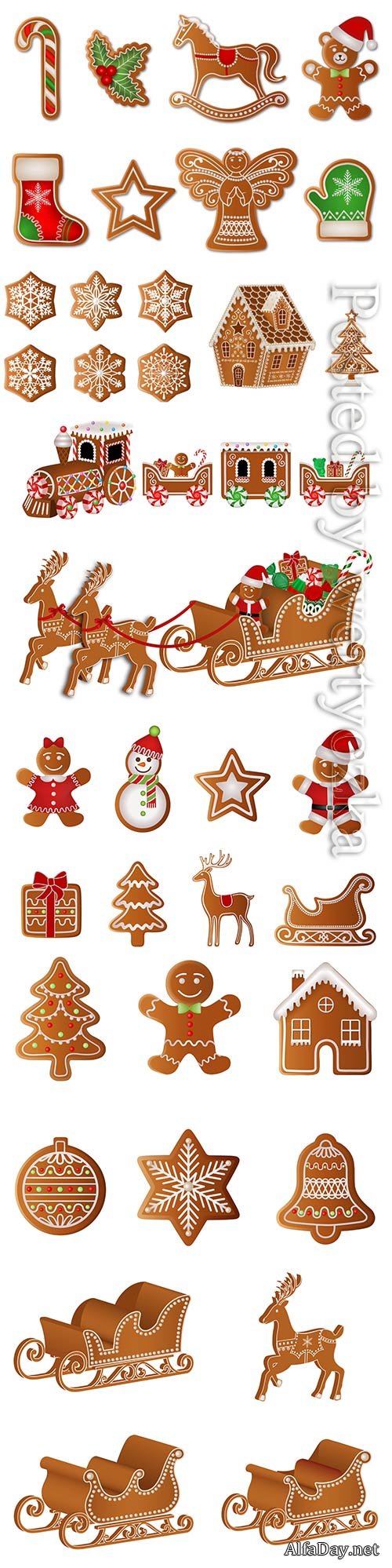 Vector set christmas gingerbreads