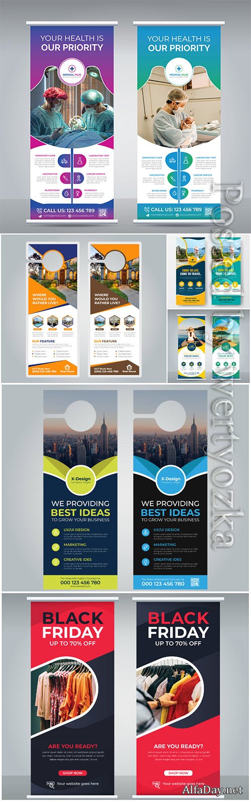 Vector roll up banner design template