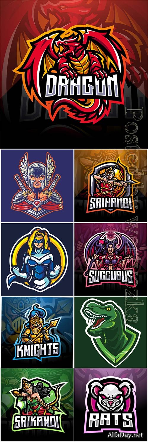 Mascot esport logo design premium vector vol 14