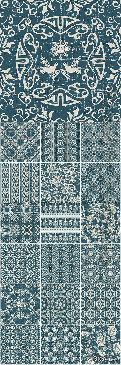 Antique seamless pattern with botanic garden flower leaf premium vector