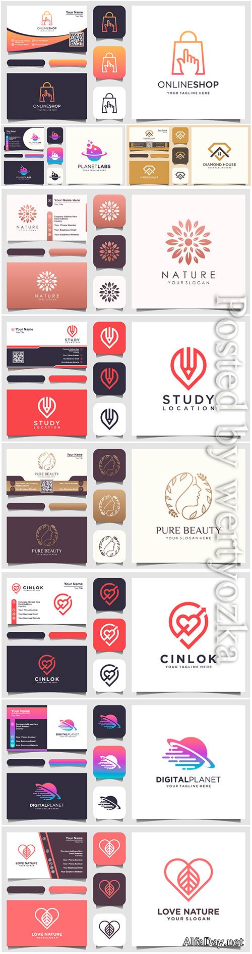 Vector logo design and business card template