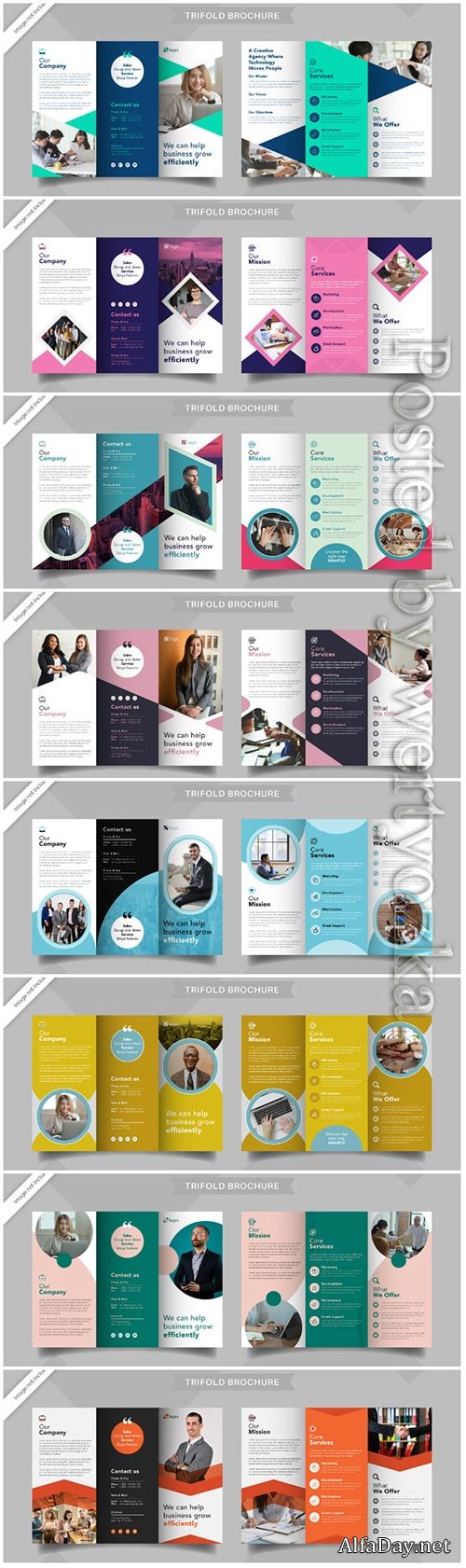 Corporate business trifold brochure vector template