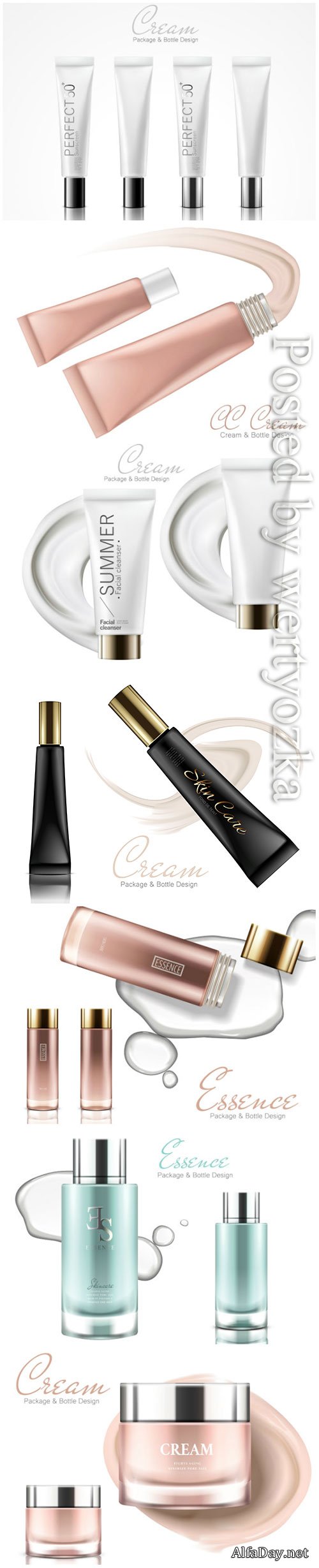 Realistic package cosmetic vector design