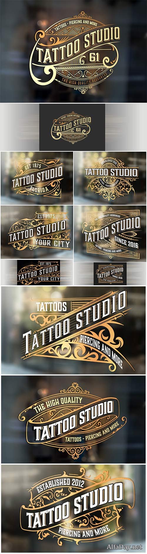  Logo tattoo with gold vector elements