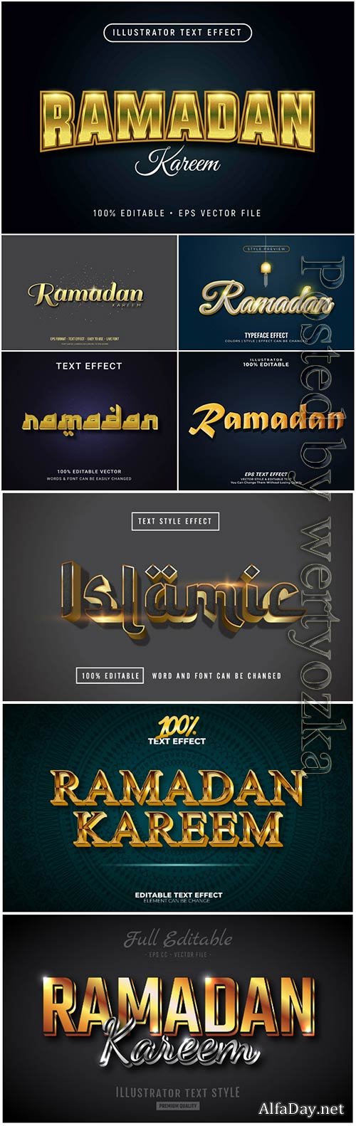 Islamic text effect editable vector vol 2