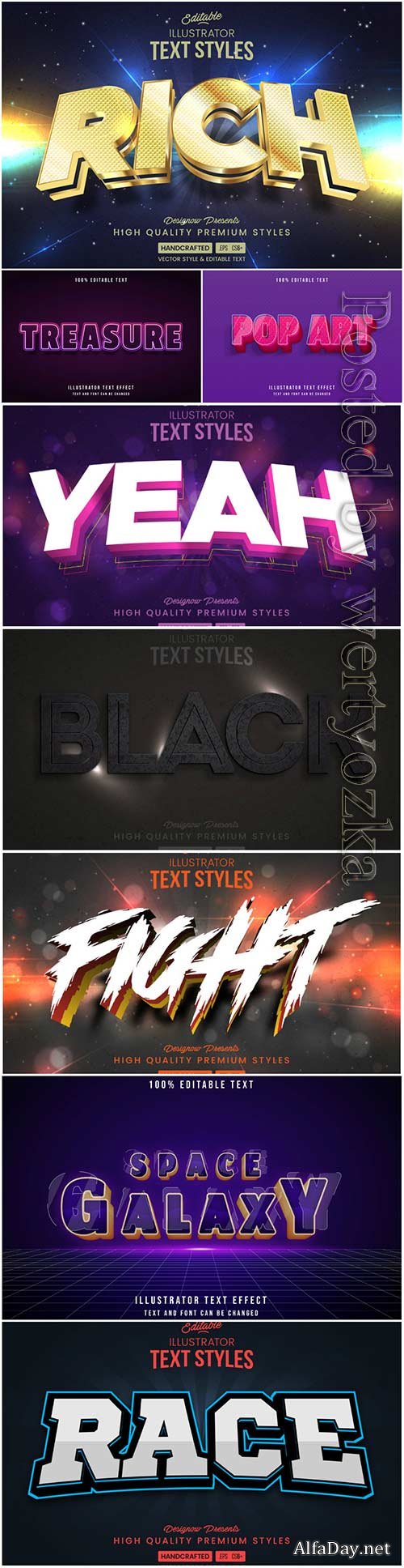 3d editable text style effect vector vol 57